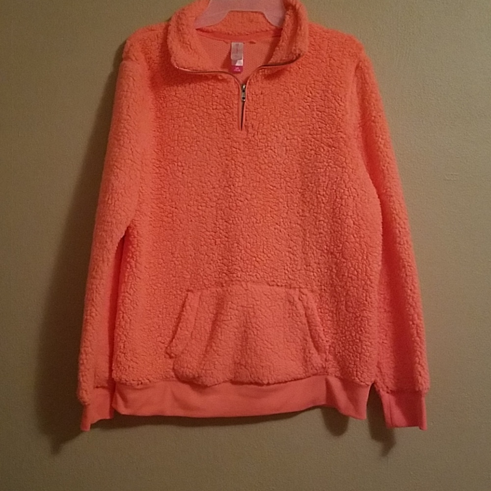 Peach colored soft sherpa pullover